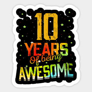 10th Birthday Girl Gift Vintage Retro 10 Years Of Being Awesome Gifts Funny 10 Years Old Boys Kids Sticker